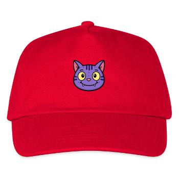 Lila Katzen-Cartoon-Face-T-Shirt - Kinder Basecap - Rot - Vorne