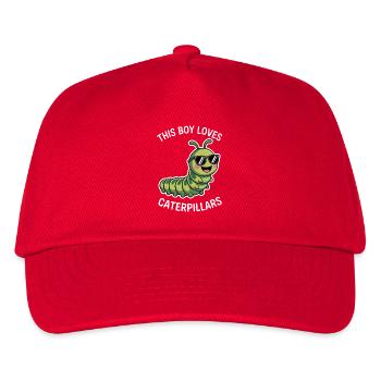 Raupen Sprüche Raupe Lustiges Raupen Geschenk - Kinder Basecap - Rot - Vorne