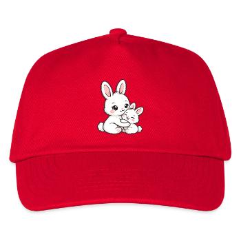 Mom Rabbit cuddles with her cute baby - Kids’ Baseball Cap - red - Front