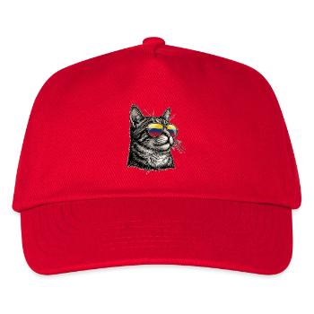 Kolumbianische Katzenflagge Kolumbien - Kinder Basecap - Rot - Vorne