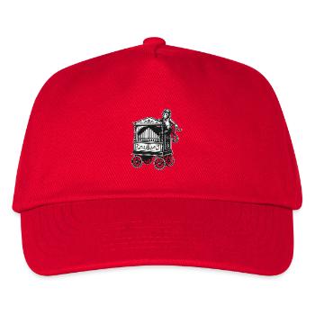Vintage Drehorgel mit Affe | Nostalgie Musik Motiv - Kinder Basecap - Rot - Vorne