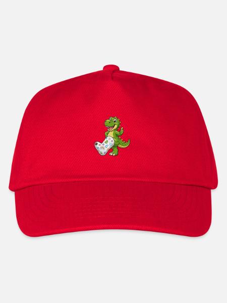 Fröhlicher Dino mit Gips - Kinder Basecap - Rot