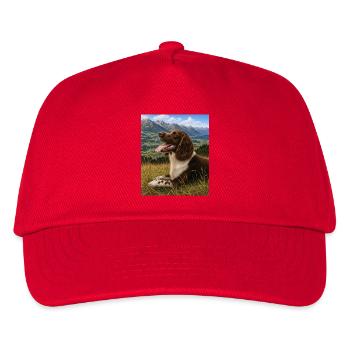 Berglandschaft Hundportrait - Kinder Basecap - Rot - Vorne