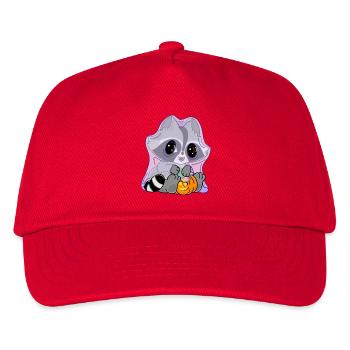 Snuggles der Waschbär im Geisterkostüm - Kinder Basecap - Rot - Vorne