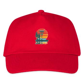 Disc Golf Putter Basket Retro Vintage Sunset - Kids’ Baseball Cap - red - Front