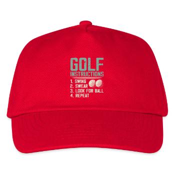 Golf Instructions – Swing, Swearing, Search - Kids’ Baseball Cap - red - Front