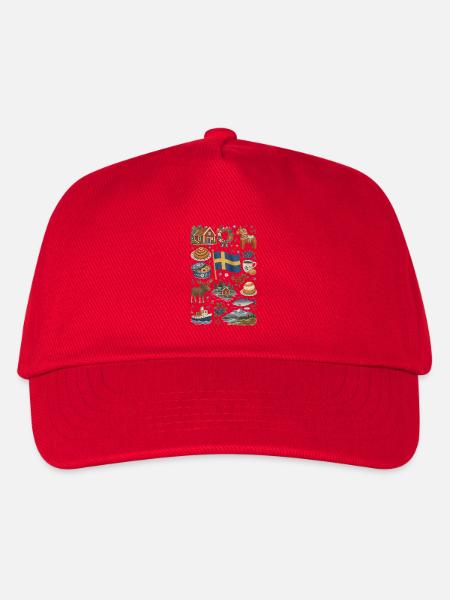 Schweden | Fika, Elch & Seen - Kinder Basecap - Rot