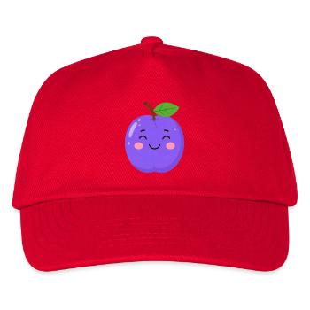 Blau-violette Kawaii Pflaume – Süßes Frucht Design - Kinder Basecap - Rot - Vorne