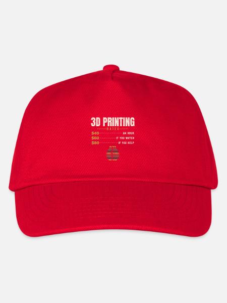 3D Druck Stundensatz Geschenk Maker Lustig - Kinder Basecap - Rot