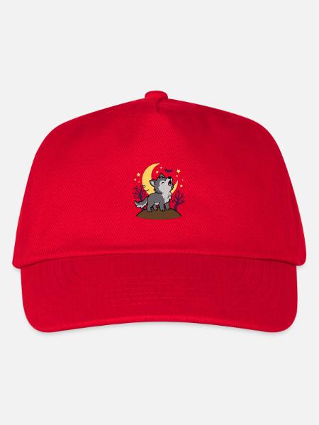 Süßer Heulender Wolf Halloween-Mond - Kinder Basecap - Rot