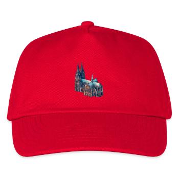 Kölner Dom Risograph - Kinder Basecap - Rot - Vorne