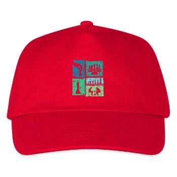 Retro Schachfiguren Für Schachspieler Schachbrett - Kinder Basecap - Rot - Vorne