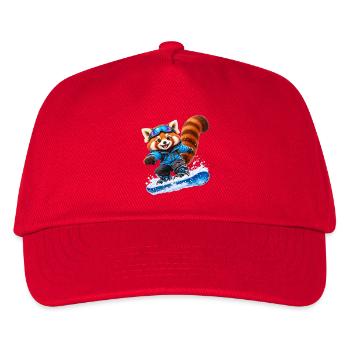 Snowboardender Red Panda auf Blue Board - Kinder Basecap - Rot - Vorne