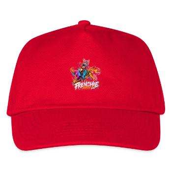 Frenchie Mode Mit Dino Raptor Hund - Kinder Basecap - Rot - Vorne