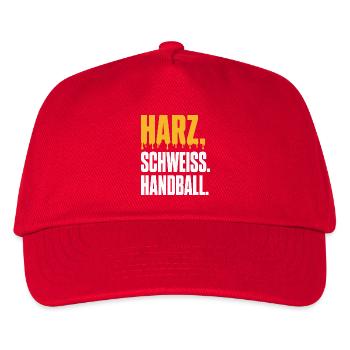 Harz. Schweiß. Handball. – Typo Shirt - Kinder Basecap - Rot - Vorne