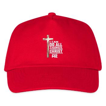 Baselball, ich kann alles tun, was Christus zu tun hat. - Kinder Basecap - Rot - Vorne