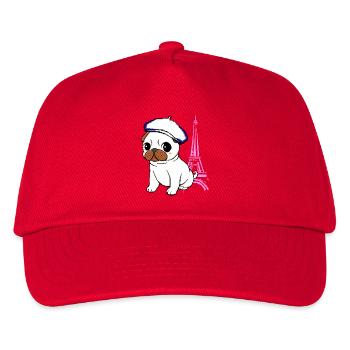 Paris Mops - Kinder Basecap - Rot - Vorne