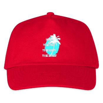 Hier um Frei & Glücklich zu sein - Palme - Kinder Basecap - Rot - Vorne