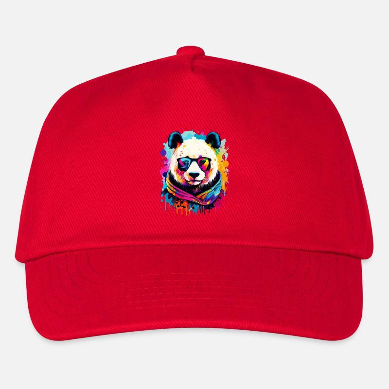 Panda Farbenfroh - Pandabär Bunt - Panda Bär - Kinder Basecap - Rot