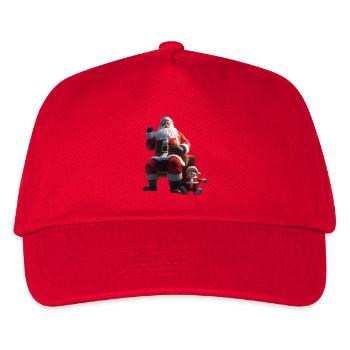 Santa on Bench with Baby Elf - Kids’ Baseball Cap - red - Front
