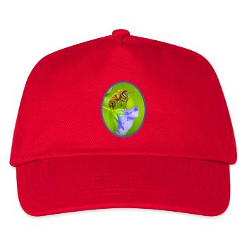 Biene auf lila Blüte - oval umrandet - Kinder Basecap - Rot - Vorne