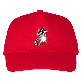 Lustiger Waschbär Cartoon Wildtier - Kinder Basecap - Rot - Vorne