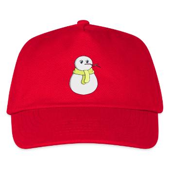 Schneemann mit gelbem Schal - Kinder Basecap - Rot - Vorne