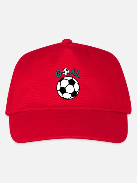 Fussball mit Goal Schriftzug - Kinder Basecap - Rot