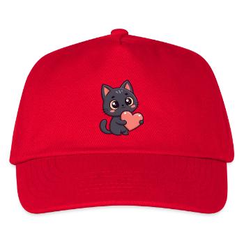 Black Cat Tender Heart - Kids’ Baseball Cap - red - Front