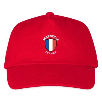 Marseille France Crest Tee - Kinder Basecap - Rot - Vorne