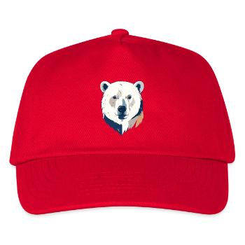 Polarbär Eisbär Kopf Zeichnung Kopfdesign Motiv - Kinder Basecap - Rot - Vorne