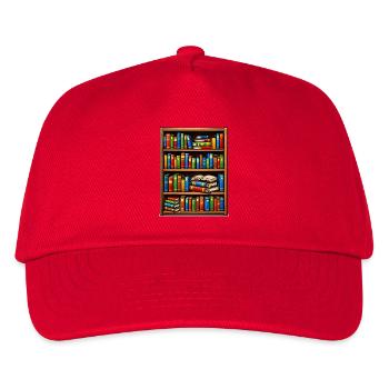 Bücherregal Illustrato Bibliothek - Kinder Basecap - Rot - Vorne