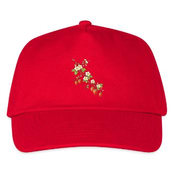 Strawberry branch with flowers illustration - Kids’ Baseball Cap - red - Front