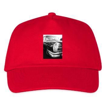 Oldtimer-Automobil in Schwarz-Weiß - Kinder Basecap - Rot - Vorne