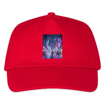 Neon Rain Cityscape - Kids’ Baseball Cap - red - Front