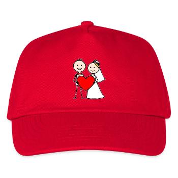 Hochzeitspaar Cartoon Herz - Kinder Basecap - Rot - Vorne