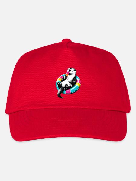 Otter mit Eis im Stencil Style - Kinder Basecap - Rot