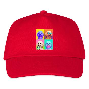 Hunde Pudel Hund - Kinder Basecap - Rot - Vorne