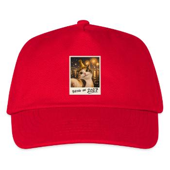 Bring On 2027 Glückskatze Selfie Silvester - Kinder Basecap - Rot - Vorne