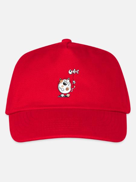 Katze mit Ballon Fisch  - Kinder Basecap - Rot