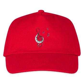 Clef with piano and music notes, i love music. - Kids’ Baseball Cap - red - Front