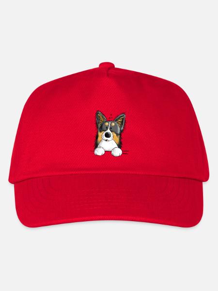 Pfiffiger Border Collie - Hund - Comic - Dog - Kinder Basecap - Rot
