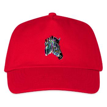 Buntes Zebra - Farbiges Zebra - Kinder Basecap - Rot - Vorne