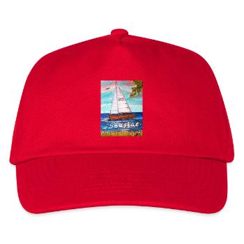 EG Urlaub I Boot I Meer I Seaside I Segelsport I - Kinder Basecap - Rot - Vorne