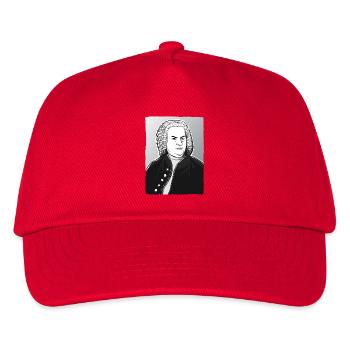 Johann Sebastian Bach in schwarz weiß und silber - Kinder Basecap - Rot - Vorne