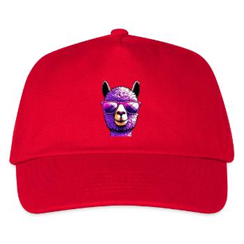 Alpaka mit Sonnenbrille - Kinder Basecap - Rot - Vorne