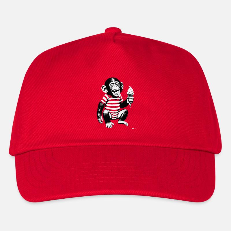 Verspielter Affe mit Eiscreme-Design - Kinder Basecap - Rot