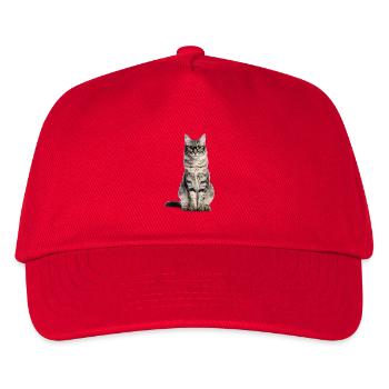 Getigerte Katze mit Brille – Wild at Heart - Kinder Basecap - Rot - Vorne