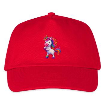 Colorful unicorn with rainbow mane - Kids’ Baseball Cap - red - Front