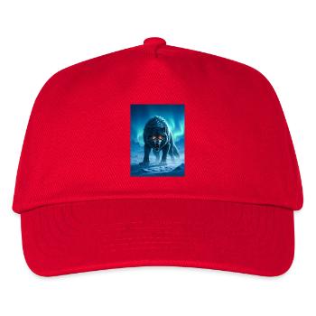 Fenrir, riesiger nordischer Wolf unter Nordlichtern - Kinder Basecap - Rot - Vorne